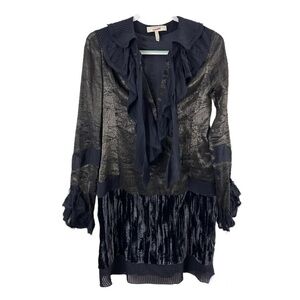 BCBGMazAzria Runway Silk Ruffle Dress